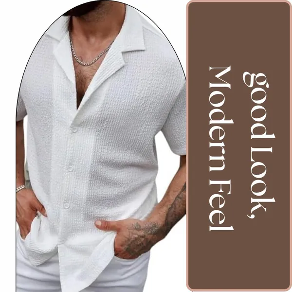 White_Premium_Cotton_Blend_Half_Sleeve_Casual_Shirt_For_Men