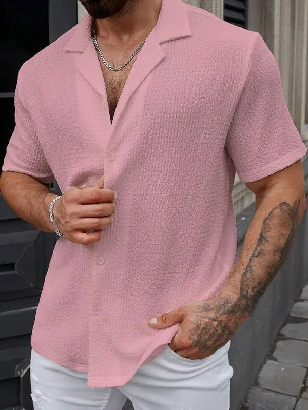 Pink_Premium_Cotton_Blend_Casual_Shirt_For_Men