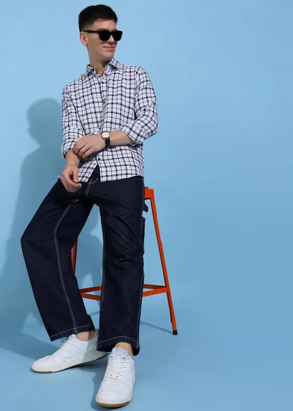 Light_Blue_Premium_Pure_Cotton_Checkered_Shirt_For_Men