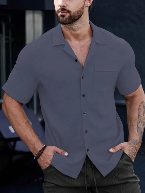 Grey_Premium_Poly_Cotton_Half_Sleeve_Casual_Shirt_For_Men