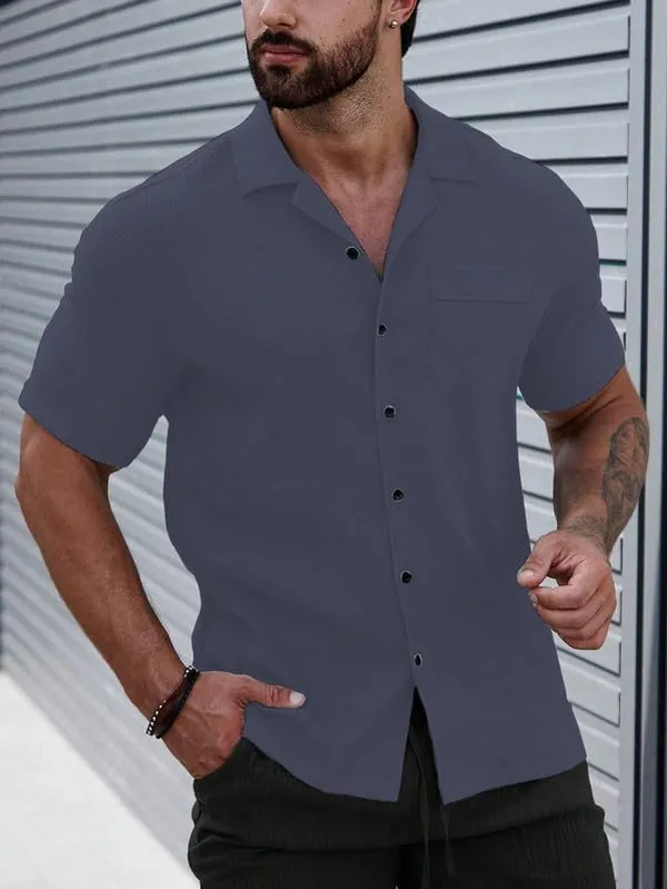 Grey_Premium_Poly_Cotton_Half_Sleeve_Casual_Shirt_For_Men