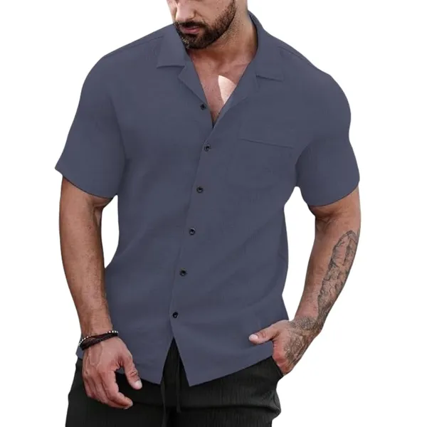 Grey_Premium_Poly_Cotton_Half_Sleeve_Casual_Shirt_For_Men