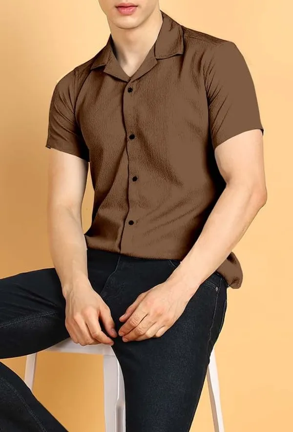 Coffee_Premium_Cotton_Blend_Half_Sleeve_Casual_Shirt_For_Men