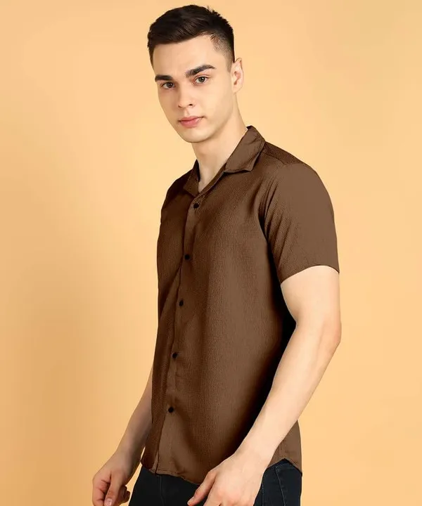 Coffee_Premium_Cotton_Blend_Half_Sleeve_Casual_Shirt_For_Men