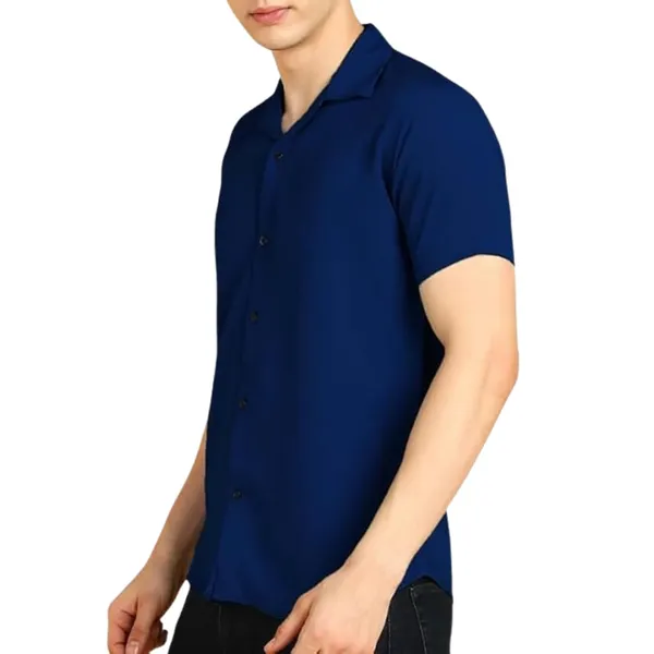 Dark_Blue_Premium_Poly_Cotton_Casual_Shirt_For_Men