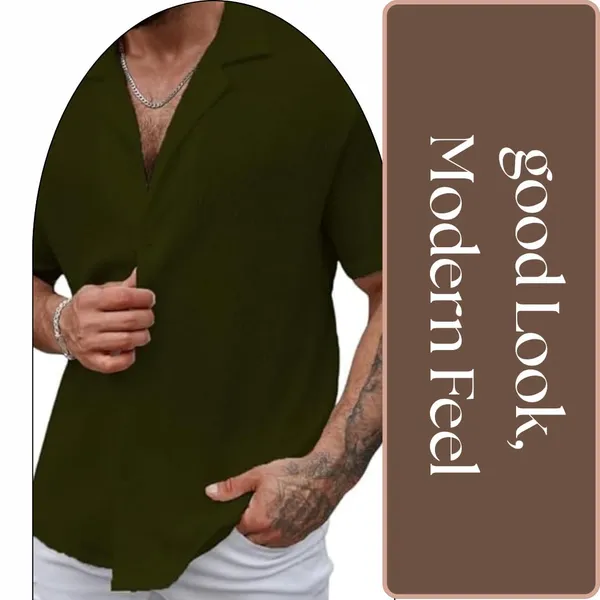 Green_Premium_Cotton_Blend_Casual_Shirt_For_Men