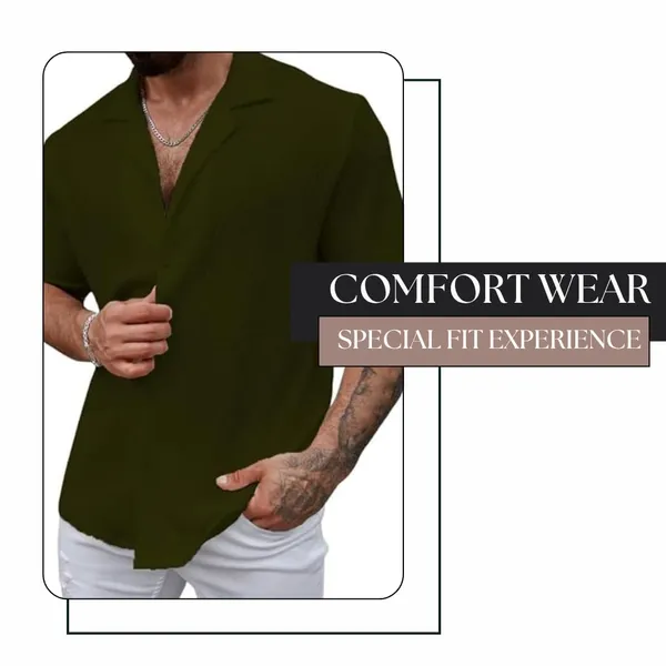 Green_Premium_Cotton_Blend_Casual_Shirt_For_Men