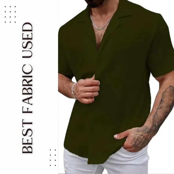 Green_Premium_Cotton_Blend_Casual_Shirt_For_Men