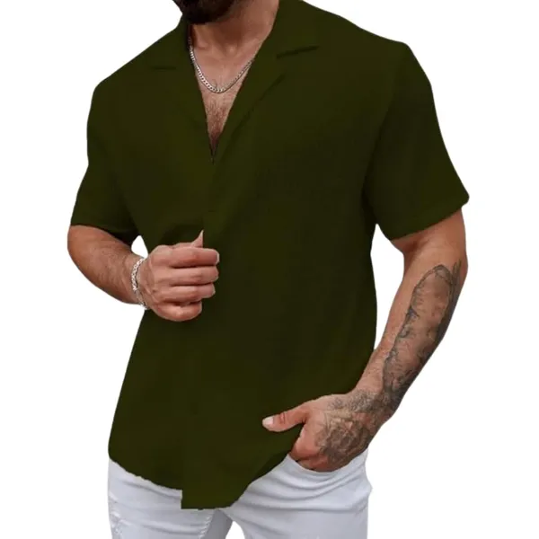 Green_Premium_Cotton_Blend_Casual_Shirt_For_Men
