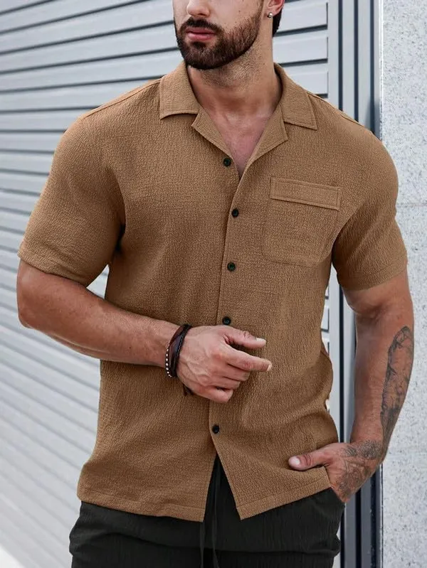 Coffee_Premium_Poly_Cotton_Half_Sleeve_Casual_Shirt_For_Men
