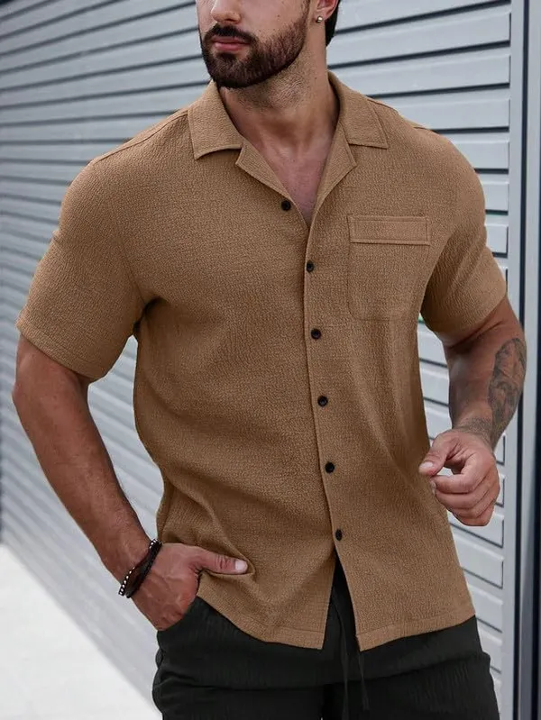 Coffee_Premium_Poly_Cotton_Half_Sleeve_Casual_Shirt_For_Men