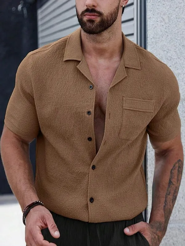 Coffee_Premium_Poly_Cotton_Half_Sleeve_Casual_Shirt_For_Men