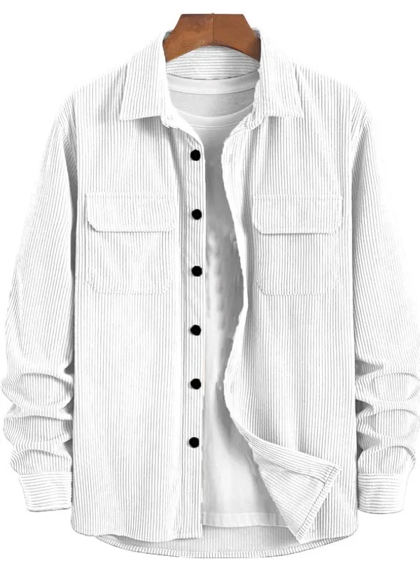 White_Premium_Corduroy_Casual_Jacket_For_Men