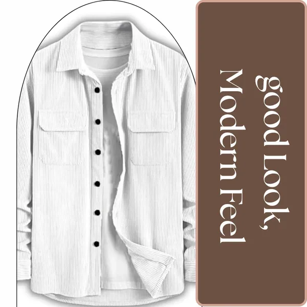 White_Premium_Corduroy_Casual_Jacket_For_Men