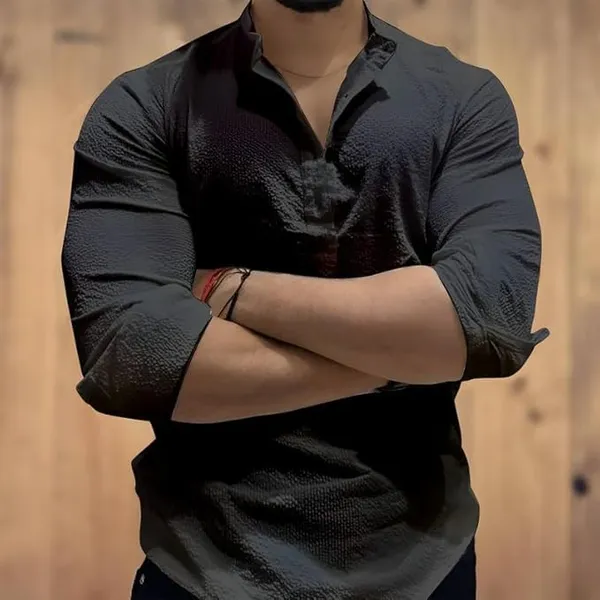 Black_Premium_Cotton_Blend_Kurta_Shirt_For_Men