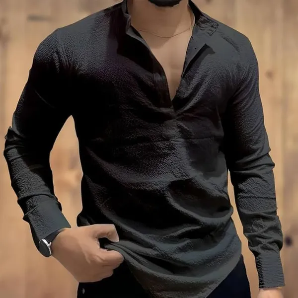 Black_Premium_Cotton_Blend_Kurta_Shirt_For_Men