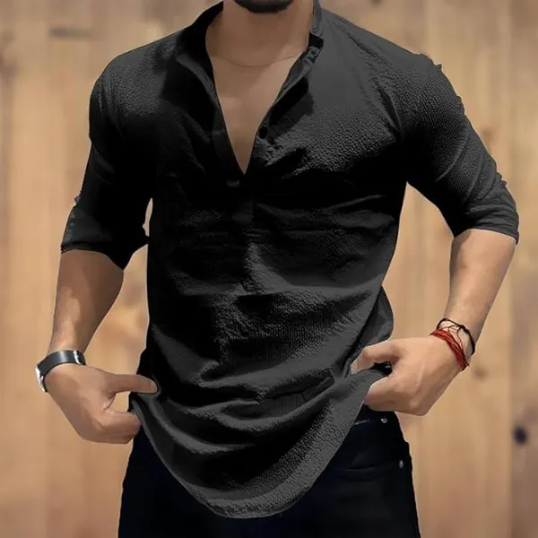 Black_Premium_Cotton_Blend_Kurta_Shirt_For_Men