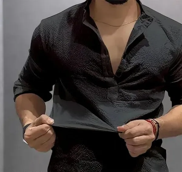 Black_Premium_Cotton_Blend_Kurta_Shirt_For_Men