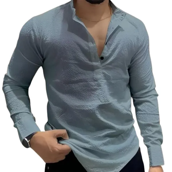Grey_Premium_Cotton_Blend_Kurta_Shirt_For_Men