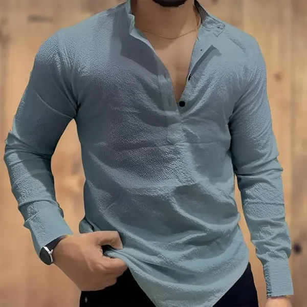 Grey_Premium_Cotton_Blend_Kurta_Shirt_For_Men