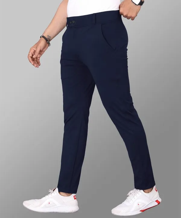 Blue_Premium_Poly_Cotton_Casual_Trousers_For_Men