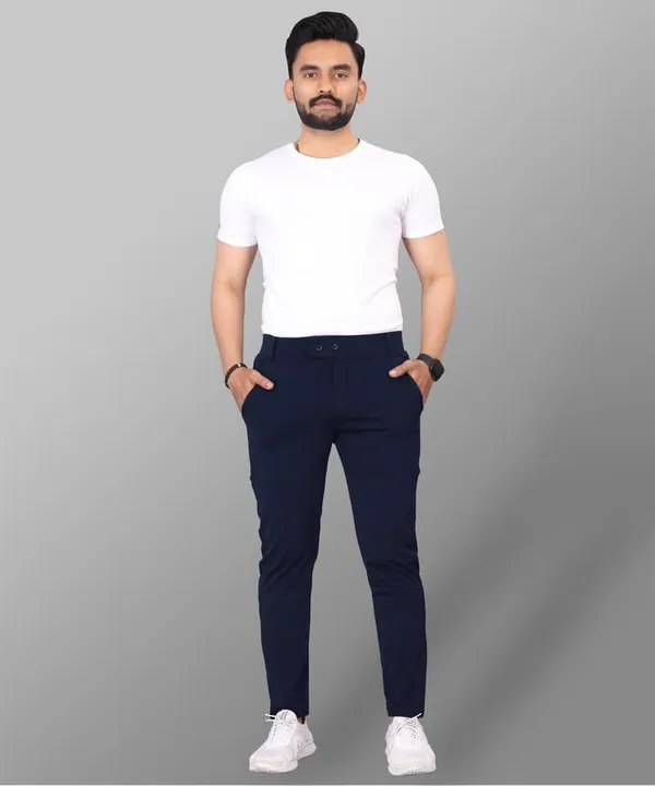 Blue_Premium_Poly_Cotton_Casual_Trousers_For_Men