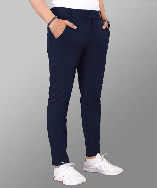Blue_Premium_Poly_Cotton_Casual_Trousers_For_Men