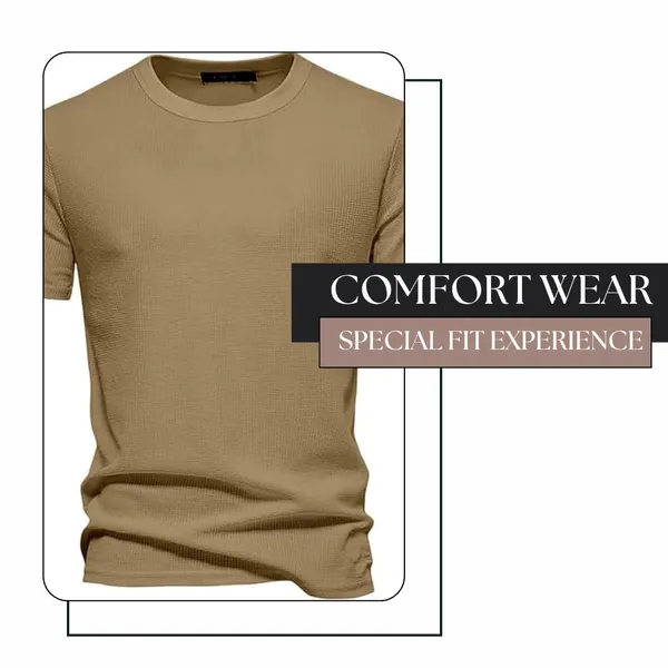 Khaki_Premium_Pure_Cotton_Waffle_T-Shirt_For_Men