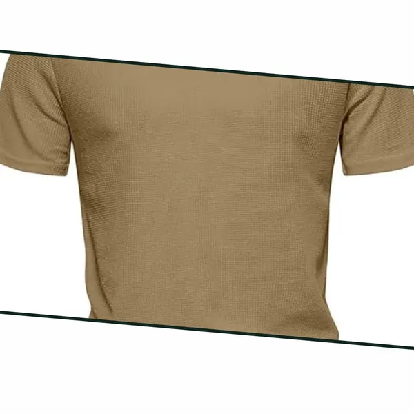 Khaki_Premium_Pure_Cotton_Waffle_T-Shirt_For_Men