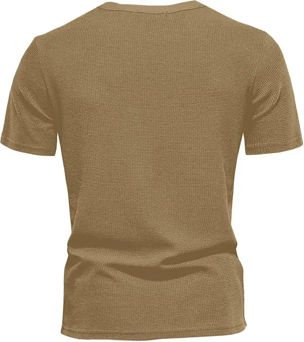 Khaki_Premium_Pure_Cotton_Waffle_T-Shirt_For_Men