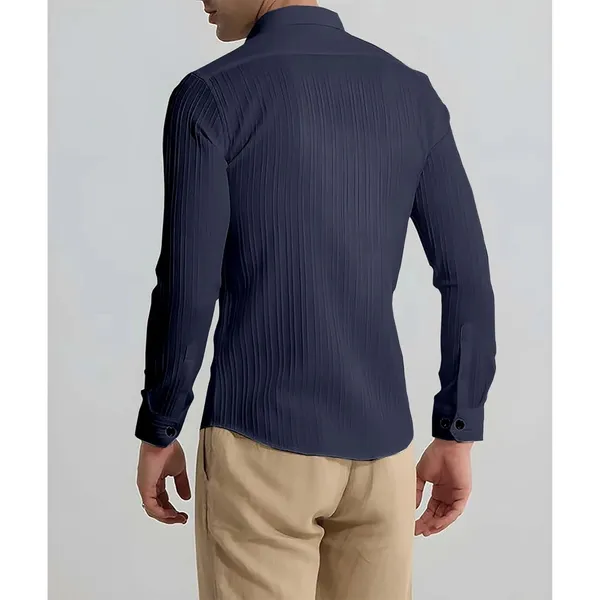 Blue_Premium_Cotton_Blend_Casual_Shirt_For_Men