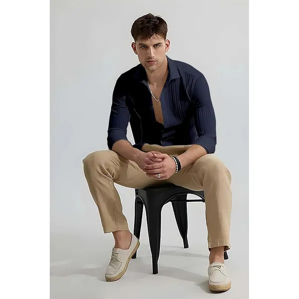 Blue_Premium_Cotton_Blend_Casual_Shirt_For_Men
