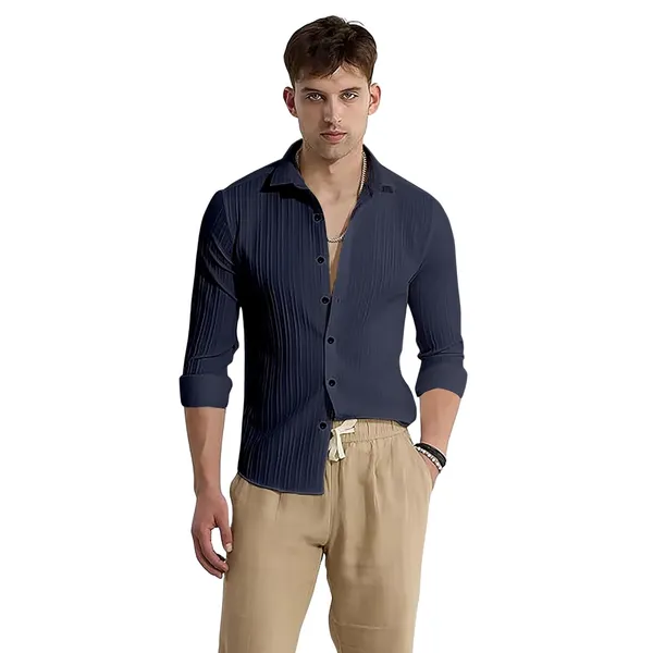 Blue_Premium_Cotton_Blend_Casual_Shirt_For_Men