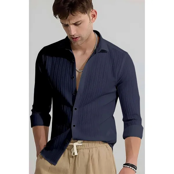 Blue_Premium_Cotton_Blend_Casual_Shirt_For_Men