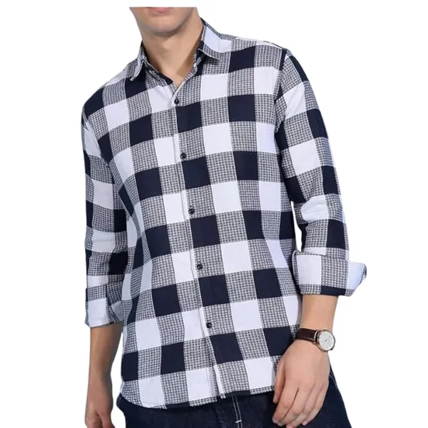 Blue_Premium_Pure_Cotton_Checkered_Casual_Shirt_For_Men