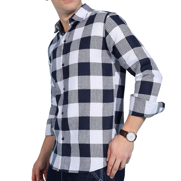 Blue_Premium_Pure_Cotton_Checkered_Casual_Shirt_For_Men