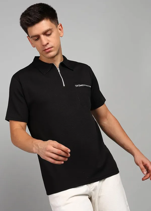 Black_Premium_Pure_Cotton_Polo_T-Shirt_For_Men