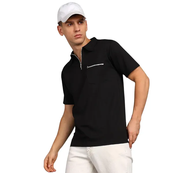 Black_Premium_Pure_Cotton_Polo_T-Shirt_For_Men