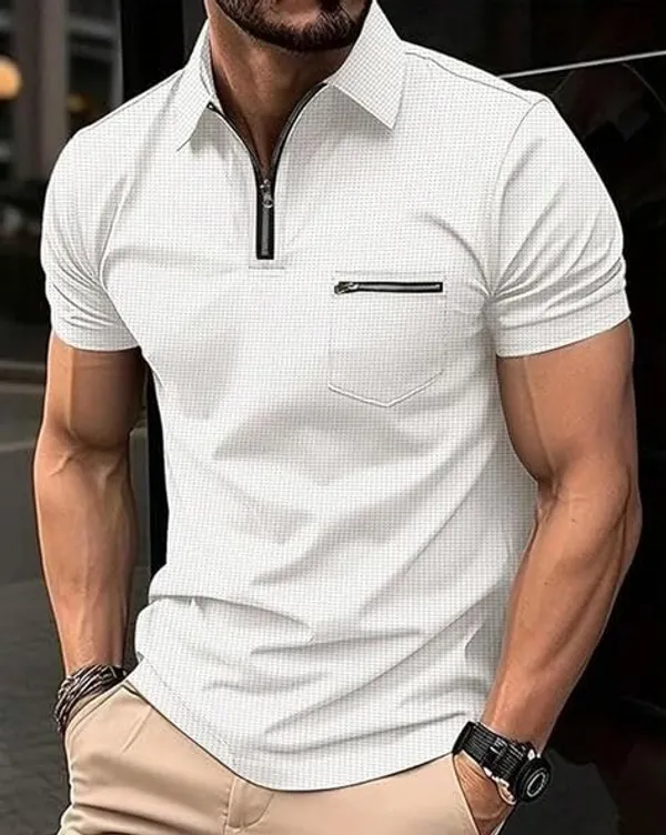 White_Premium_Cotton_Blend_Golf_Polo_Shirt_For_Men