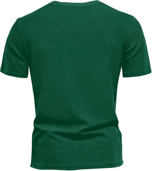 Green_Premium_Pure_Cotton_Waffle_T-Shirt_For_Men