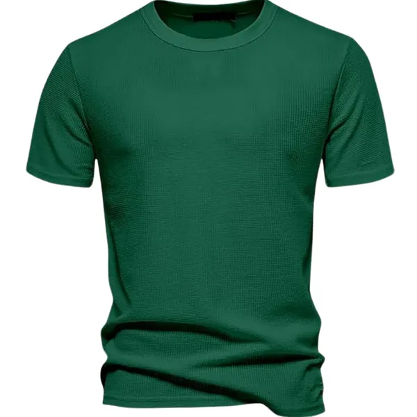 Green_Premium_Pure_Cotton_Waffle_T-Shirt_For_Men