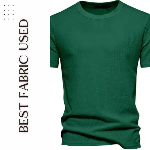 Green_Premium_Pure_Cotton_Waffle_T-Shirt_For_Men