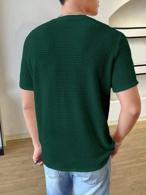 Green_Premium_Pure_Cotton_Waffle_T-Shirt_For_Men