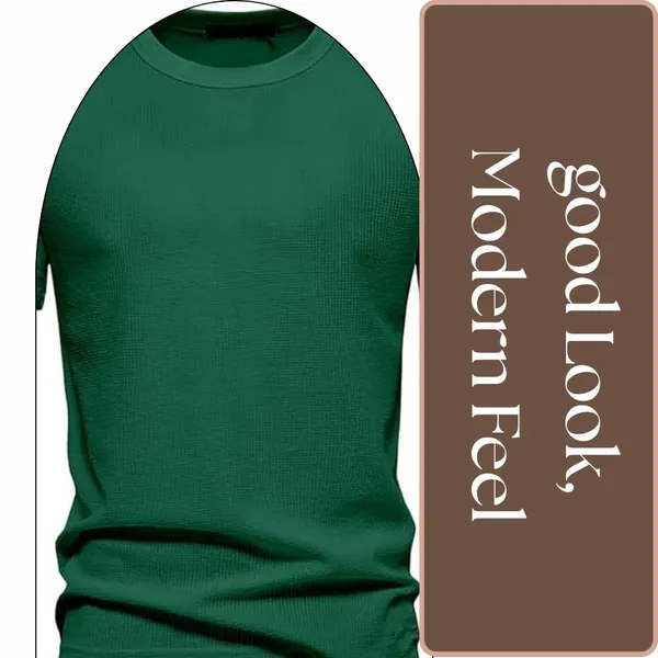 Green_Premium_Pure_Cotton_Waffle_T-Shirt_For_Men