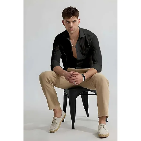 Black_Premium_Cotton_Blend_Casual_Shirt_For_Men