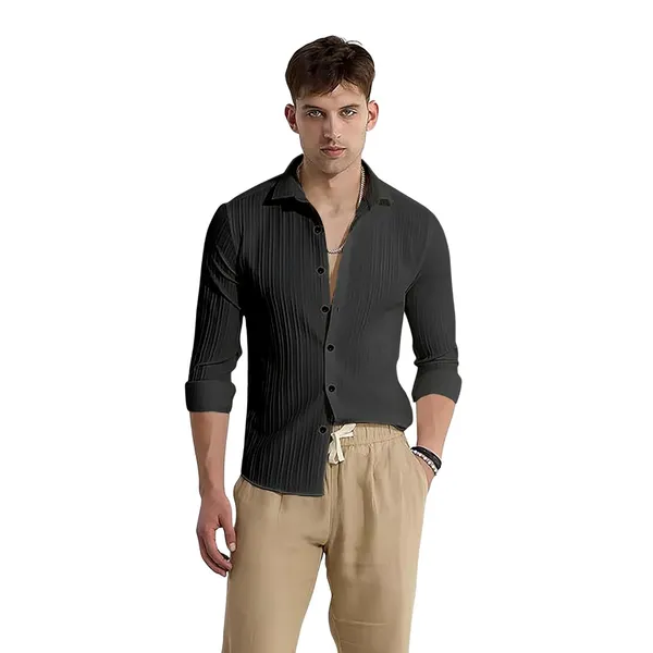 Black_Premium_Cotton_Blend_Casual_Shirt_For_Men