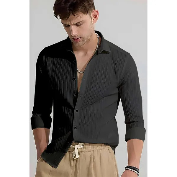 Black_Premium_Cotton_Blend_Casual_Shirt_For_Men