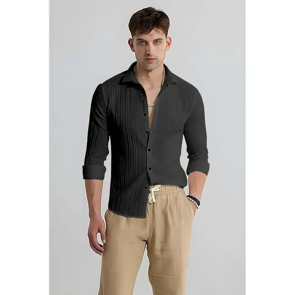 Black_Premium_Cotton_Blend_Casual_Shirt_For_Men