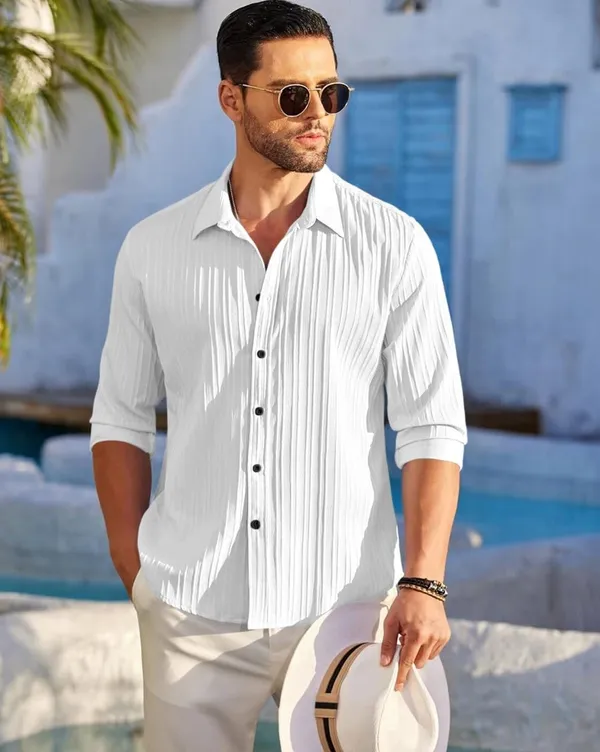 White_Premium_Pure_Cotton_Popcorn_Shirt_For_Men
