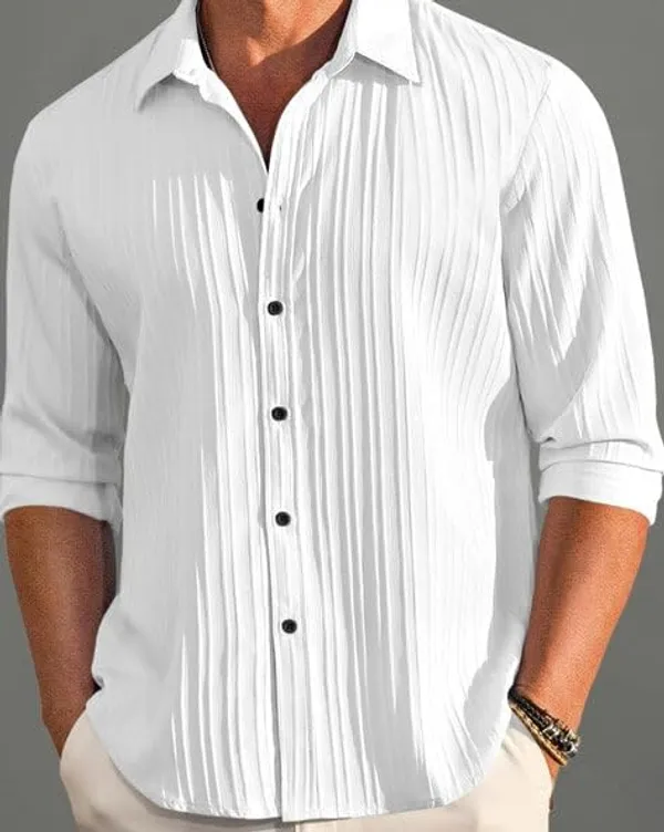 White_Premium_Pure_Cotton_Popcorn_Shirt_For_Men